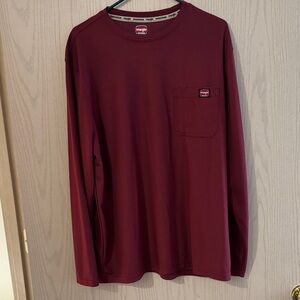 Wrangler Men's Deep Red Long Sleeve Tee